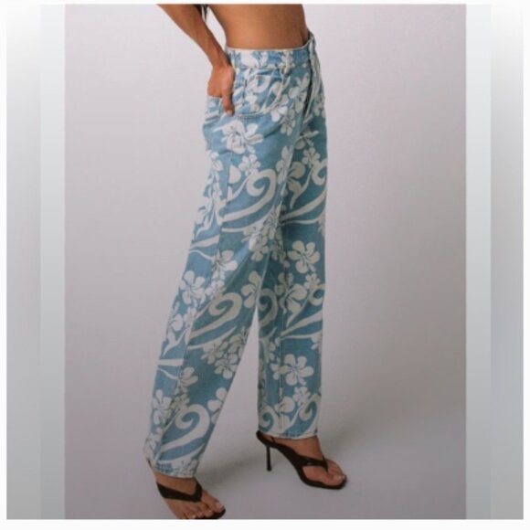 Tiger Mist Jeans Women's Small Denim High Rise Floral Relaxed Leg Y2K Style - Picture 2 of 14